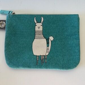 Danica Studio teal llama alpaca Zipper clutch bag